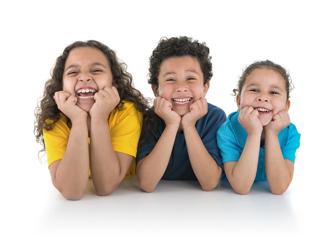 Group of Happy Kids Laughing Isolated on White Background